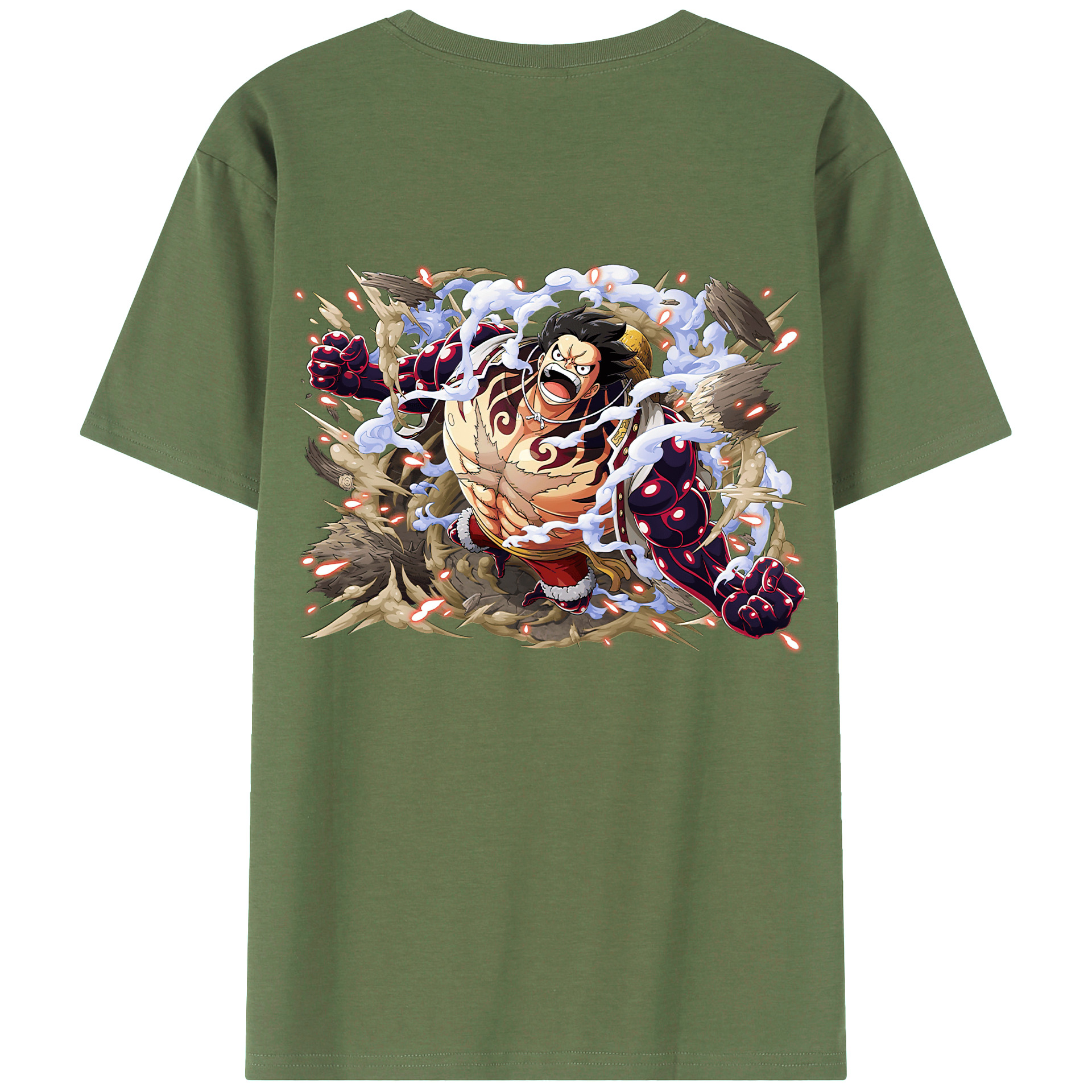 ワンピース モンキー・D・ルフィ ONE PIECE Monkey D. Luffy 綿100％ メンズ半袖Tシャツ（バックプリント） 通気性